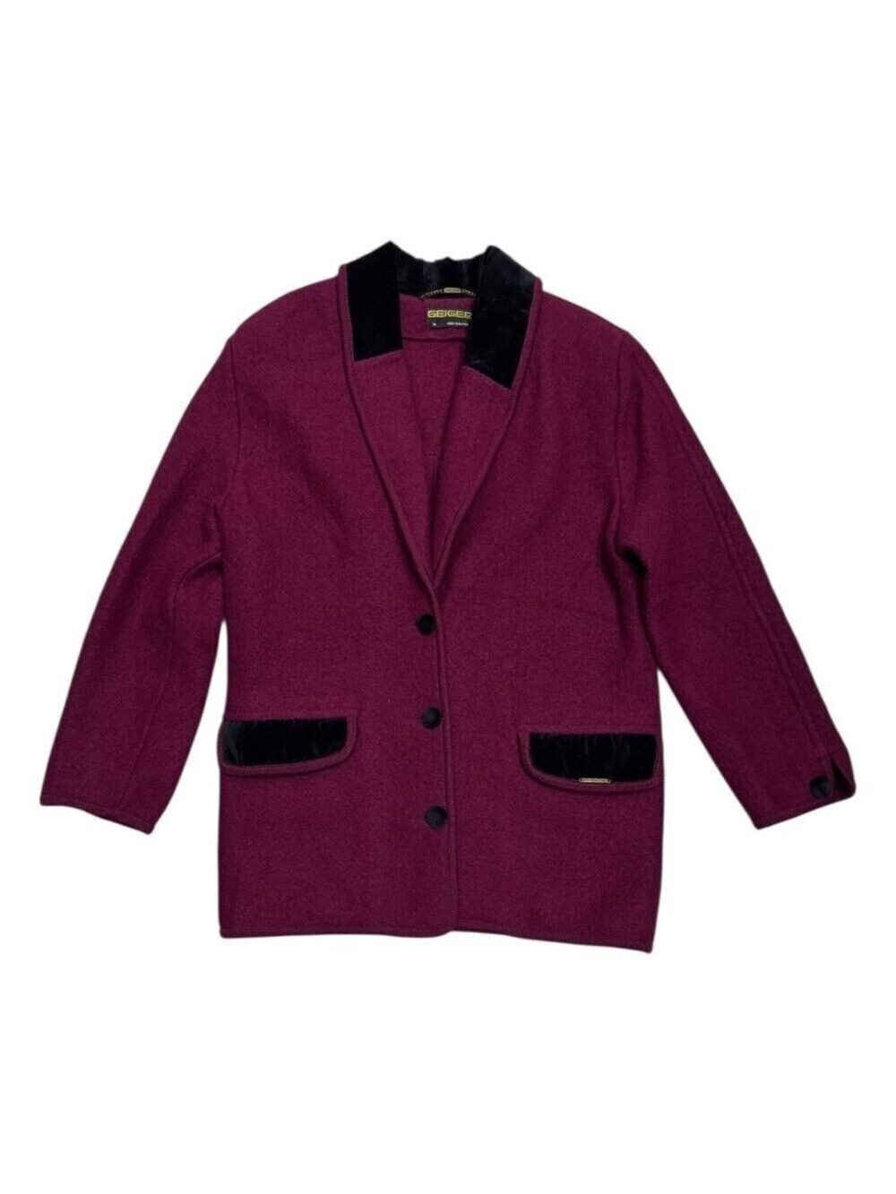 GEIGER Wool Luxury Designer Business Casual Red Winter Coat Womens Medium